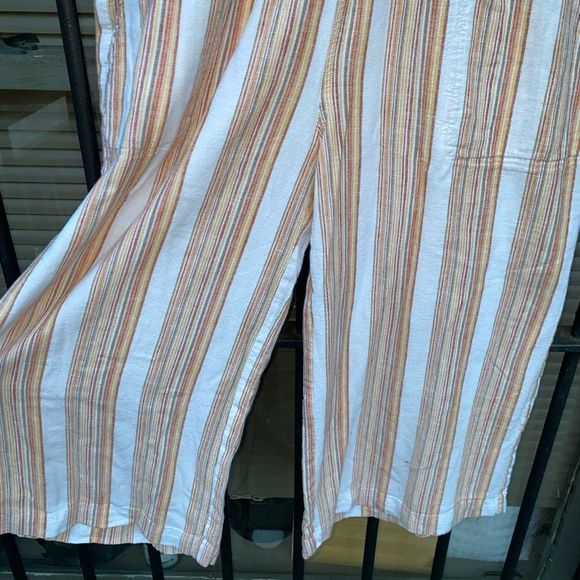 Anthropologie 🐾Cloth & Stone Wide Leg Stripe Cropped Pants, Sz Large, MSRP $118 - Picture 9 of 14